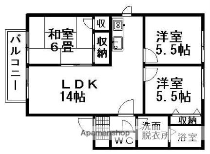 ディアスカネキ　Ａ棟 ｜愛媛県東温市横河原(賃貸アパート3LDK・2階・65.00㎡)の写真 その2