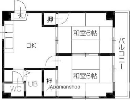 愛媛県松山市立花６丁目（賃貸マンション2DK・3階・38.88㎡） その2