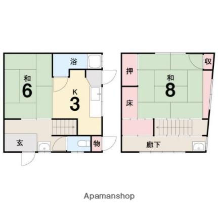 宮西三丁目林住宅 ｜愛媛県松山市宮西３丁目(賃貸一戸建2K・2階・52.02㎡)の写真 その2