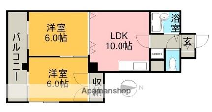 ワールドテラス 131｜愛媛県新居浜市江口町(賃貸マンション2LDK・3階・49.00㎡)の写真 その2