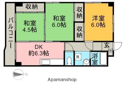 坂本ビル 503｜愛媛県新居浜市一宮町２丁目(賃貸マンション3DK・5階・46.00㎡)の写真 その2