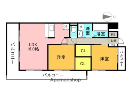 久米ツインタワービル 701｜愛媛県松山市南久米町(賃貸マンション2LDK・7階・61.57㎡)の写真 その2