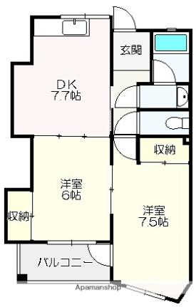 ＭＳ高須 302 ｜ 高知県高知市高須２丁目（賃貸マンション2DK・3階・49.47㎡） その2