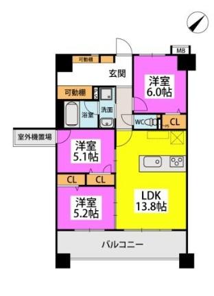 ＤＩＡ　ＣＡＦＵＮＥ 407｜福岡県福岡市博多区半道橋１丁目(賃貸マンション3LDK・4階・71.05㎡)の写真 その2