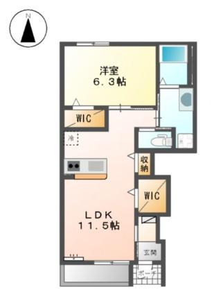 ヴィラージュII 103 ｜ 福岡県古賀市小竹（賃貸アパート1LDK・1階・46.00㎡） その2