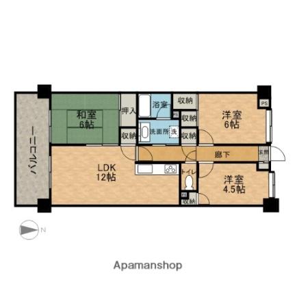 レジデンス新栄町 808｜福岡県大牟田市柿園町１丁目(賃貸マンション3LDK・8階・68.63㎡)の写真 その2