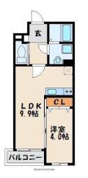 アヴァンセ千早 2階1LDKの間取り