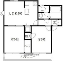 ラピスハイツＡ棟Ｂ棟 1階2LDKの間取り