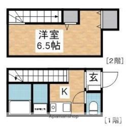 西鉄天神大牟田線 高宮駅 徒歩28分の賃貸アパート 1階1Kの間取り