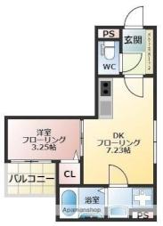 福岡市地下鉄空港線 唐人町駅 徒歩11分の賃貸アパート 2階1DKの間取り