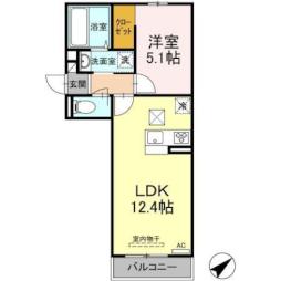 JR日田彦山線 石田駅 徒歩10分の賃貸アパート 1階1LDKの間取り