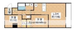 北九州都市モノレール小倉線 平和通駅 徒歩12分の賃貸マンション 14階2LDKの間取り