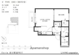 JR鹿児島本線 春日駅 徒歩4分の賃貸アパート 3階1LDKの間取り