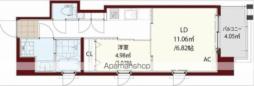 福岡市地下鉄七隈線 薬院大通駅 徒歩6分の賃貸マンション 7階1DKの間取り