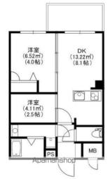 ＭＯＤＥＲＮ　ＰＡＬＡＺＺＯ平尾ｐａｔｈ 2階2DKの間取り