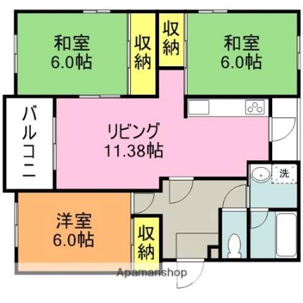 佐賀県三養基郡みやき町大字簑原(賃貸マンション3LDK・2階・70.06㎡)の写真 その2