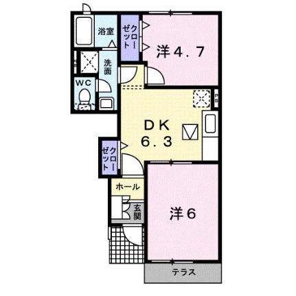 グランドールＡ 103 ｜ 福岡県三井郡大刀洗町大字高樋（賃貸アパート2DK・1階・40.45㎡） その2