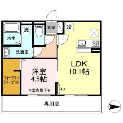 福岡県うきは市吉井町千年(賃貸アパート1LDK・1階・40.04㎡)の写真 その2