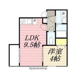 甘木鉄道 基山駅 徒歩5分の賃貸アパート 3階1LDKの間取り