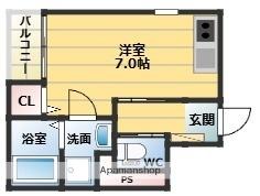 仮）小郡アパート 1階ワンルームの間取り