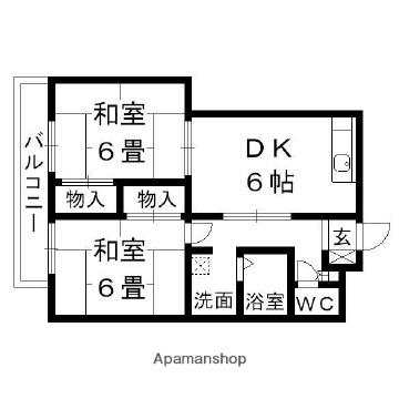 福岡県朝倉市甘木(賃貸アパート2DK・1階・48.02㎡)の写真 その2