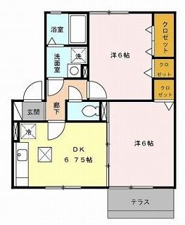 熊本県熊本市中央区黒髪６丁目(賃貸アパート2DK・1階・45.23㎡)の写真 その2