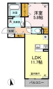 ルガルボニート西熊本 ｜熊本県熊本市南区近見１丁目(賃貸アパート1LDK・3階・42.62㎡)の写真 その2