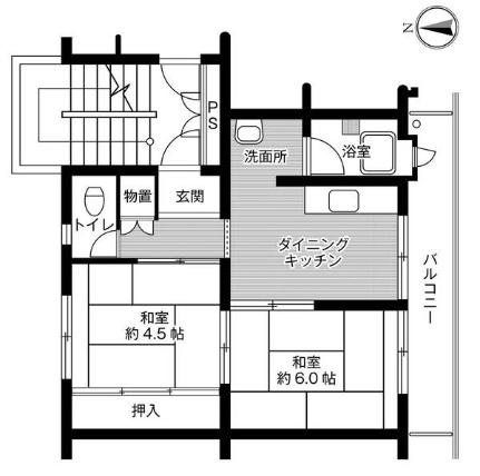 ビレッジハウス近見3号棟 0408｜熊本県熊本市南区近見８丁目(賃貸マンション2DK・4階・38.06㎡)の写真 その2