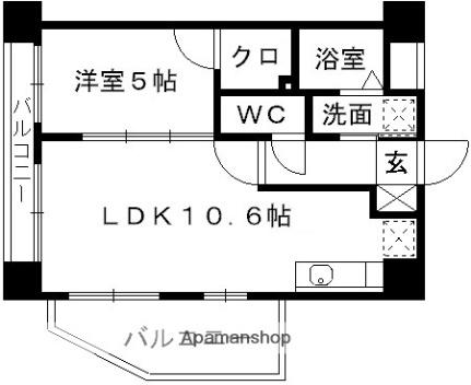 ウエル水前寺公園 ｜熊本県熊本市中央区水前寺公園(賃貸マンション1LDK・4階・36.26㎡)の写真 その2