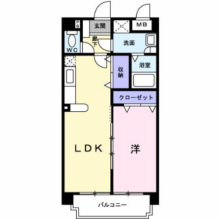 シャルマンパレス 207｜熊本県熊本市西区野中２丁目(賃貸マンション1LDK・2階・41.36㎡)の写真 その2