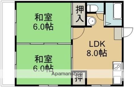 サンハイツ出水 ｜熊本県熊本市中央区出水５丁目(賃貸マンション2DK・3階・39.12㎡)の写真 その2