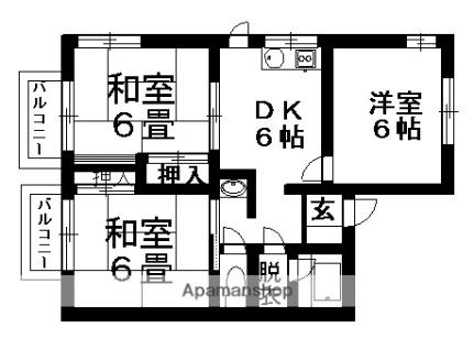 レジデンス玉名3号館 201｜熊本県玉名市築地(賃貸アパート3DK・2階・57.65㎡)の写真 その2