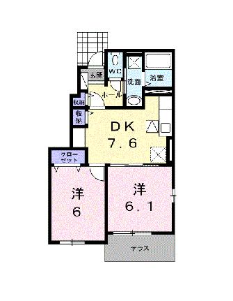 グランツ　絆　Ｂ 101｜熊本県八代市松崎町(賃貸アパート2DK・1階・45.89㎡)の写真 その2