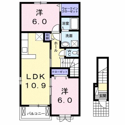 サンライズ桜 201｜熊本県八代市奈良木町(賃貸アパート2LDK・2階・57.21㎡)の写真 その2