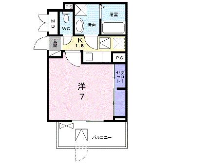 シャンゼリゼ 203｜熊本県八代市松江町(賃貸アパート1K・2階・25.83㎡)の写真 その2