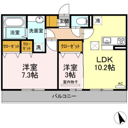 ノブレス 102｜熊本県八代市新地町(賃貸アパート2LDK・1階・50.04㎡)の写真 その2