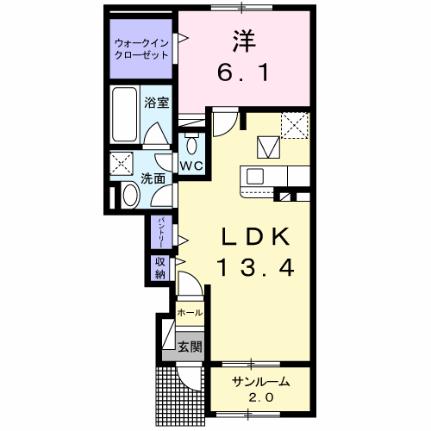 アルモニー八代I 102 ｜ 熊本県八代市古閑下町（賃貸アパート1LDK・1階・50.49㎡） その2