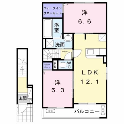 サンライト桜II 205｜熊本県八代市平山新町(賃貸アパート2LDK・2階・58.94㎡)の写真 その2