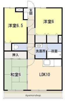 ファインフィールドＫ 303｜熊本県八代市本町４丁目(賃貸マンション3LDK・2階・69.42㎡)の写真 その2