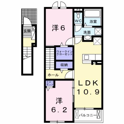 グランパセオ 203｜熊本県八代市古閑下町(賃貸アパート2LDK・2階・58.60㎡)の写真 その2