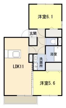 熊本県八代市黄金町(賃貸アパート2LDK・2階・54.62㎡)の写真 その2