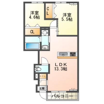 プリーモ　レヴァータ 107｜大分県大分市大字関園(賃貸アパート2LDK・1階・51.76㎡)の写真 その2