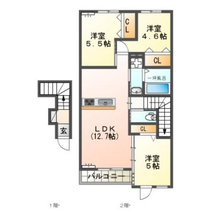 プリーモ　レヴァータ 206 ｜ 大分県大分市大字関園（賃貸アパート3LDK・2階・63.59㎡） その2