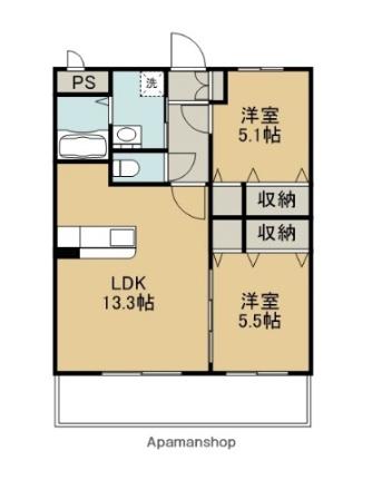 Ｂｌｉｓｓ大在 206｜大分県大分市横田２丁目(賃貸マンション2LDK・2階・54.85㎡)の写真 その2