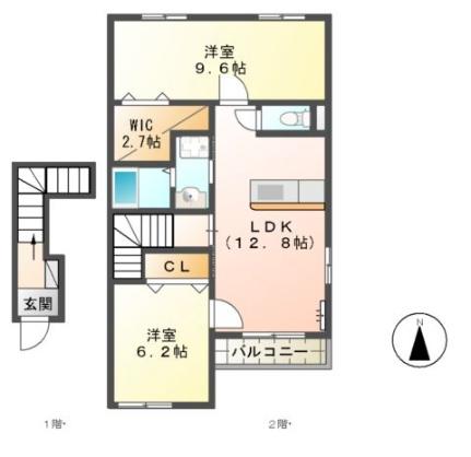 Ａｒｖｉｔａ 203｜宮崎県児湯郡高鍋町大字北高鍋(賃貸アパート2LDK・2階・64.15㎡)の写真 その2