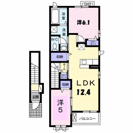 フラン・アンジュ　V 204｜宮崎県児湯郡高鍋町大字北高鍋(賃貸アパート2LDK・2階・58.23㎡)の写真 その2