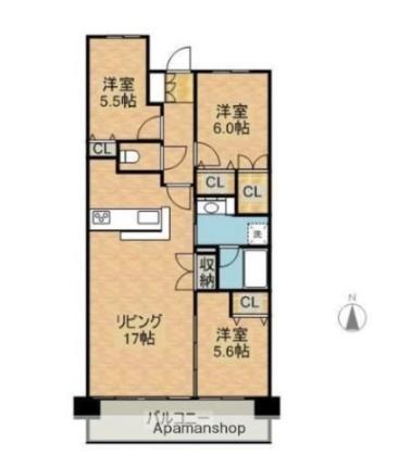 宮崎県宮崎市松山２丁目（賃貸マンション3LDK・10階・73.44㎡） その2