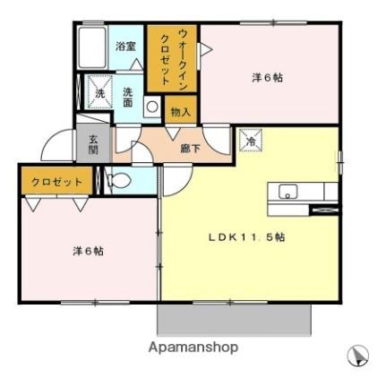 グリュック城ヶ崎II 206 ｜ 宮崎県宮崎市城ケ崎１丁目（賃貸アパート2LDK・2階・55.44㎡） その2