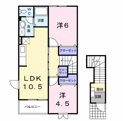 スカイビレッジＥ 201｜鹿児島県霧島市溝辺町崎森(賃貸アパート2LDK・2階・51.67㎡)の写真 その2